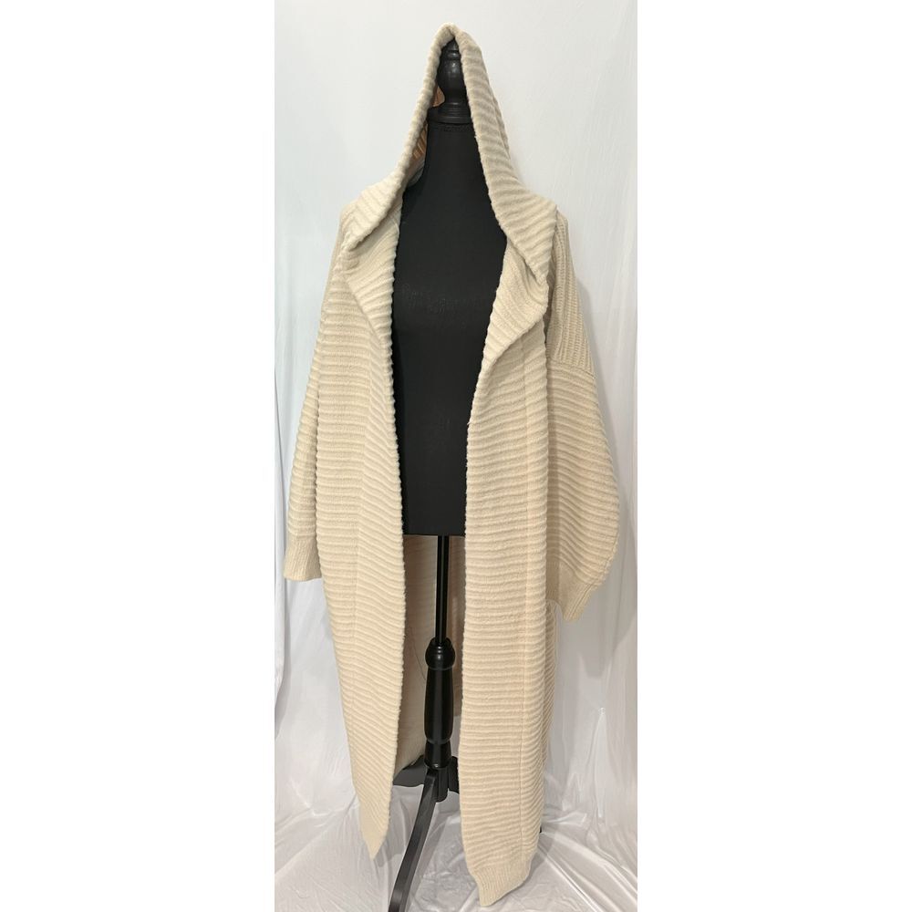 Free People Cream Ribbed Cardigan size large - Picture 2 of 9